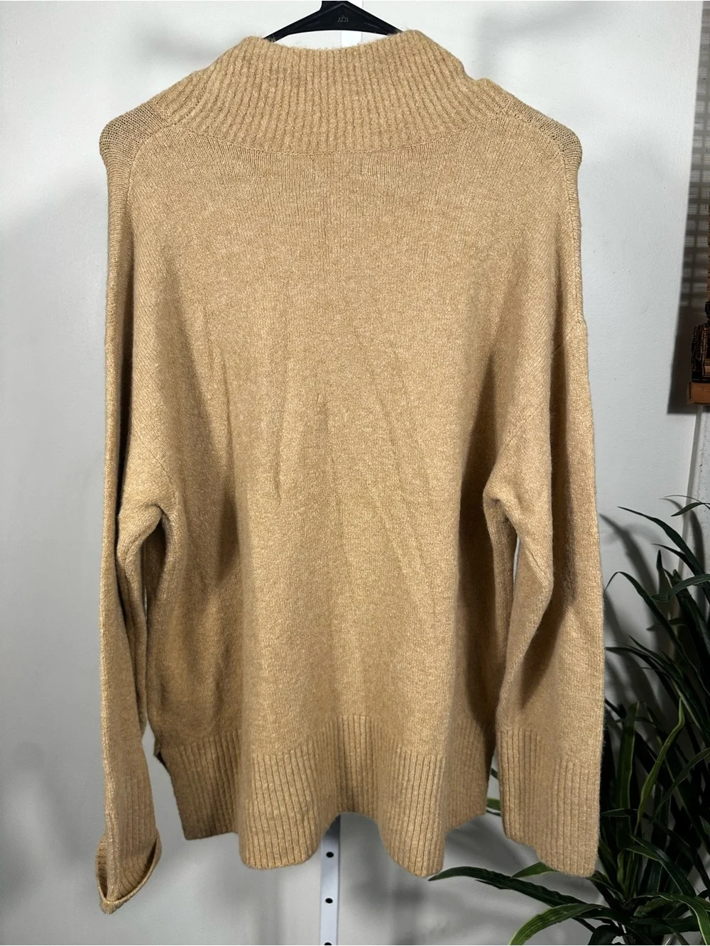 W228. J. Crew Camel Ribbed Mock Neck Sweater